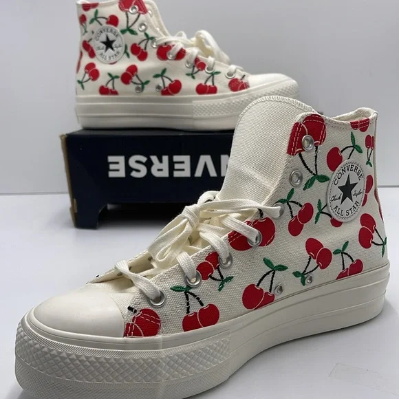 Converse WMNS CTAS LIFT HI
EGRET/RED/GREEN Cherry A08096C Platforms Sneakers - Picture 14 of 16